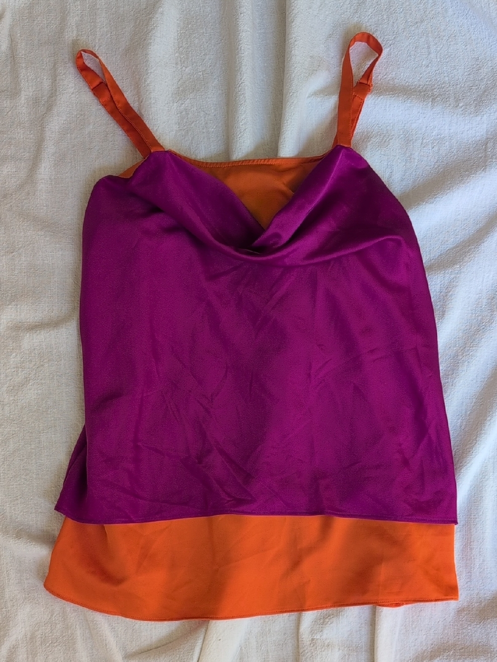 Nicole By Nicole Miller Satin Cowl Neck Tank Top